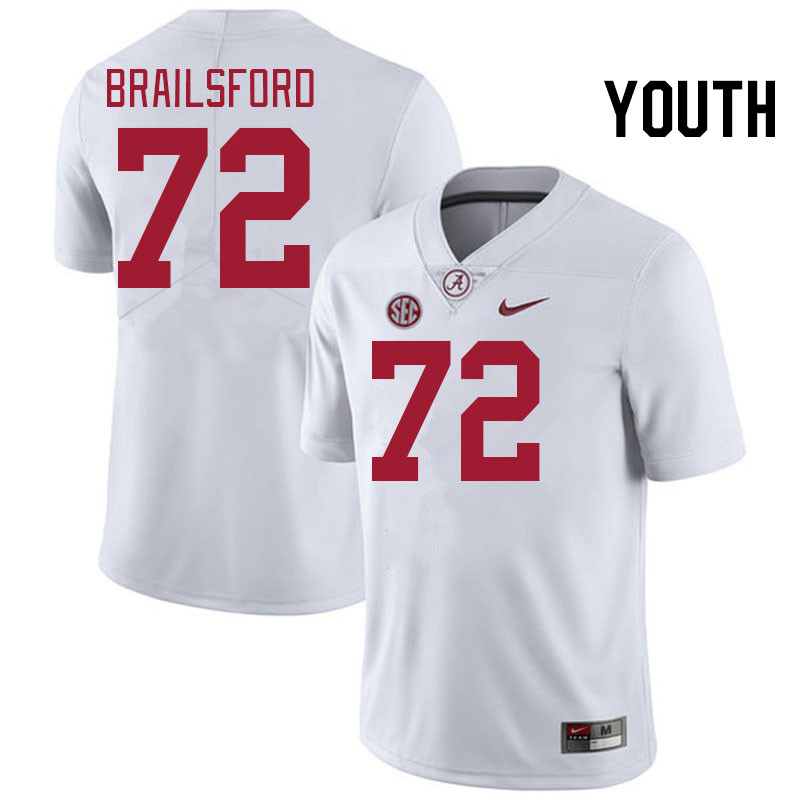 Youth #72 Parker Brailsford Alabama Crimson Tide College Football Jerseys Stitched-White